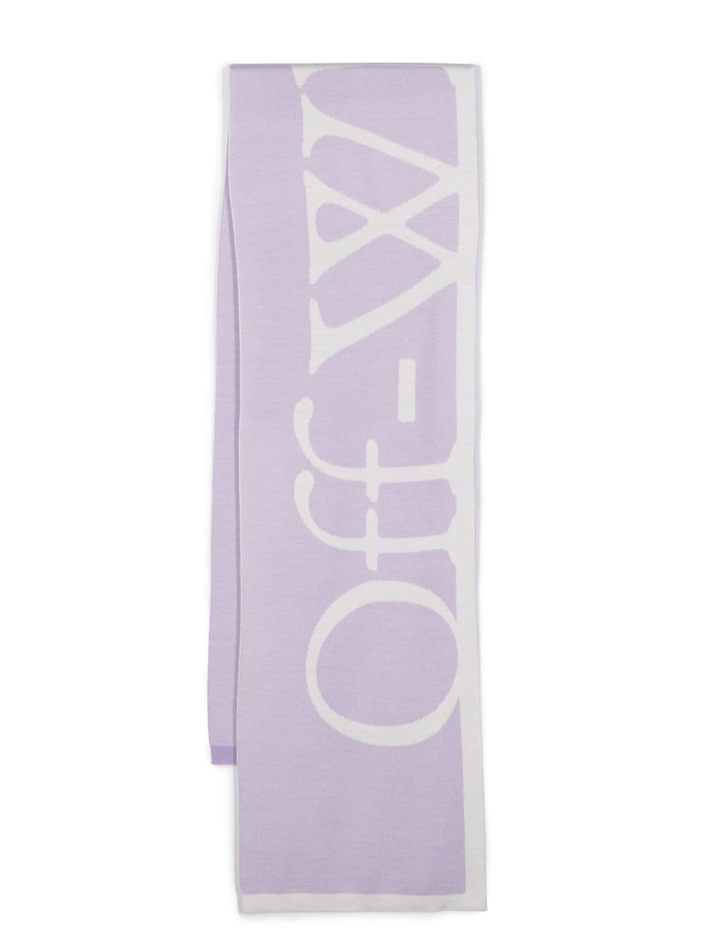 Off-white Logo-print Virgin-wool Scarf In Purple