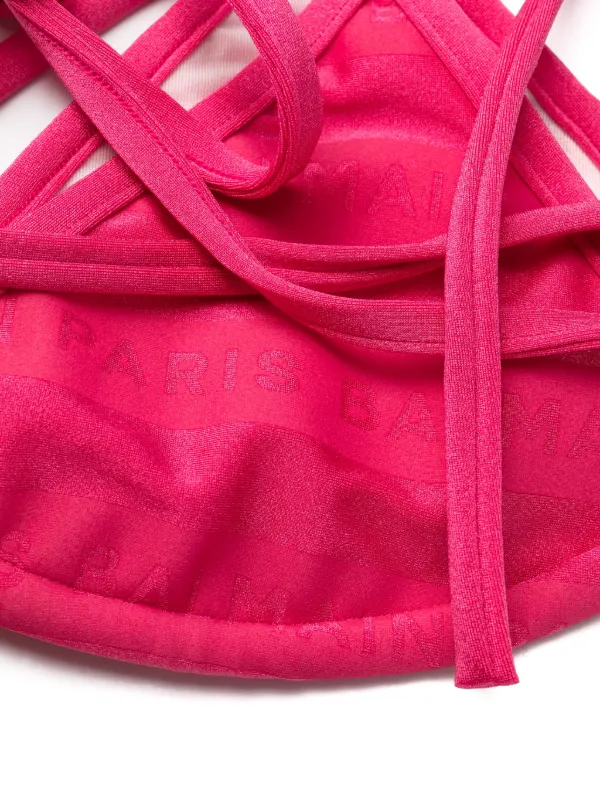 Balmain logo-print triangle-cup Bikini | Pink | FARFETCH GE