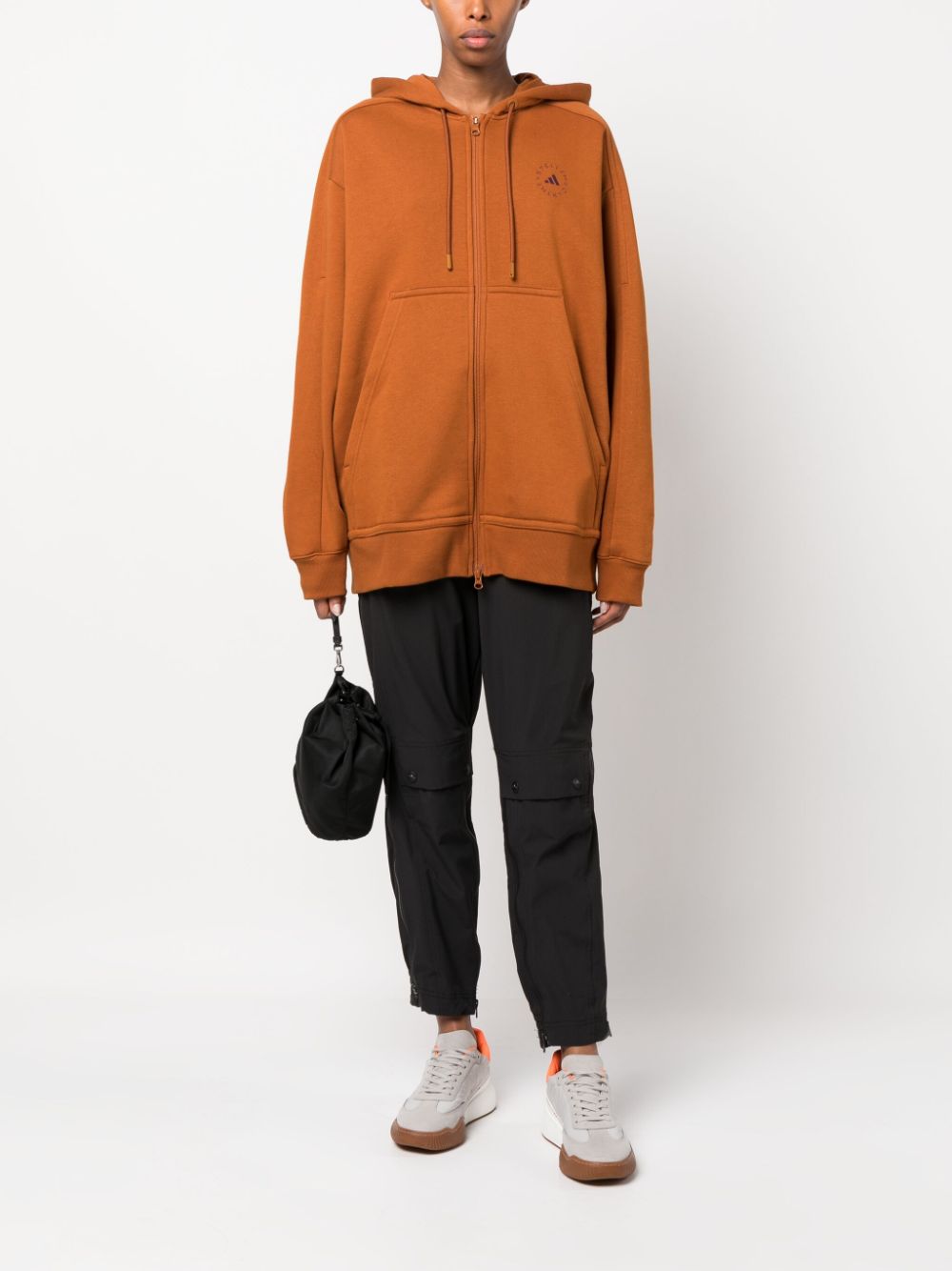 Shop Adidas By Stella Mccartney Logo-print Zip-up Hoodie In Orange