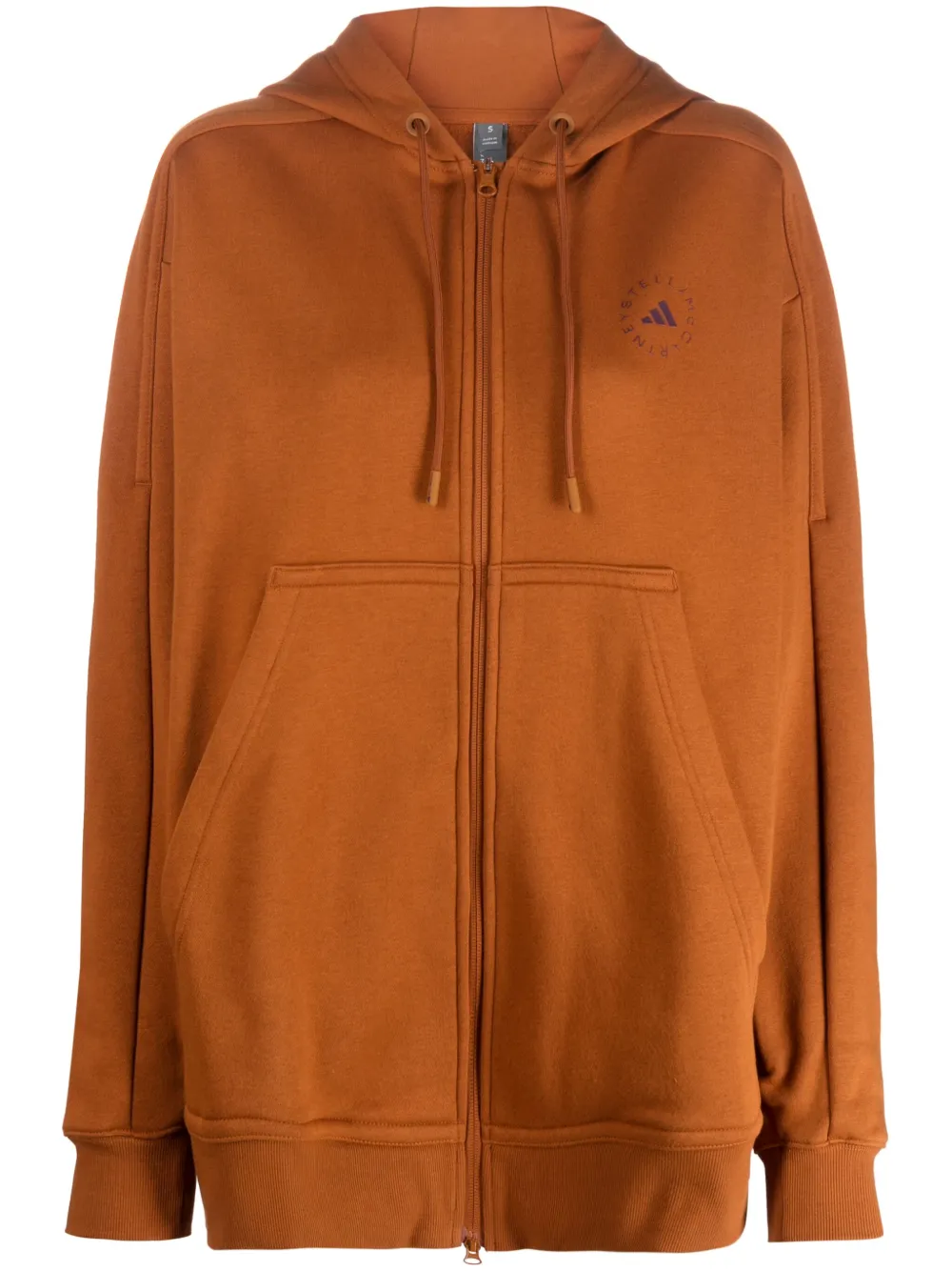 Adidas By Stella Mccartney Logo-print Zip-up Hoodie In Orange