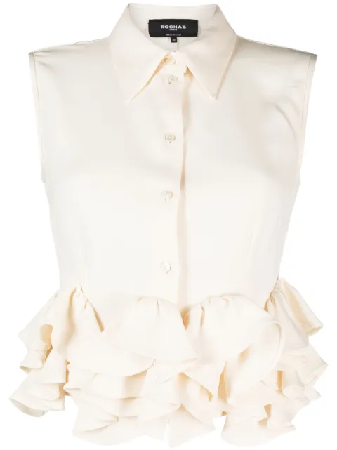 Rochas ruffled hem sleeveless silk top