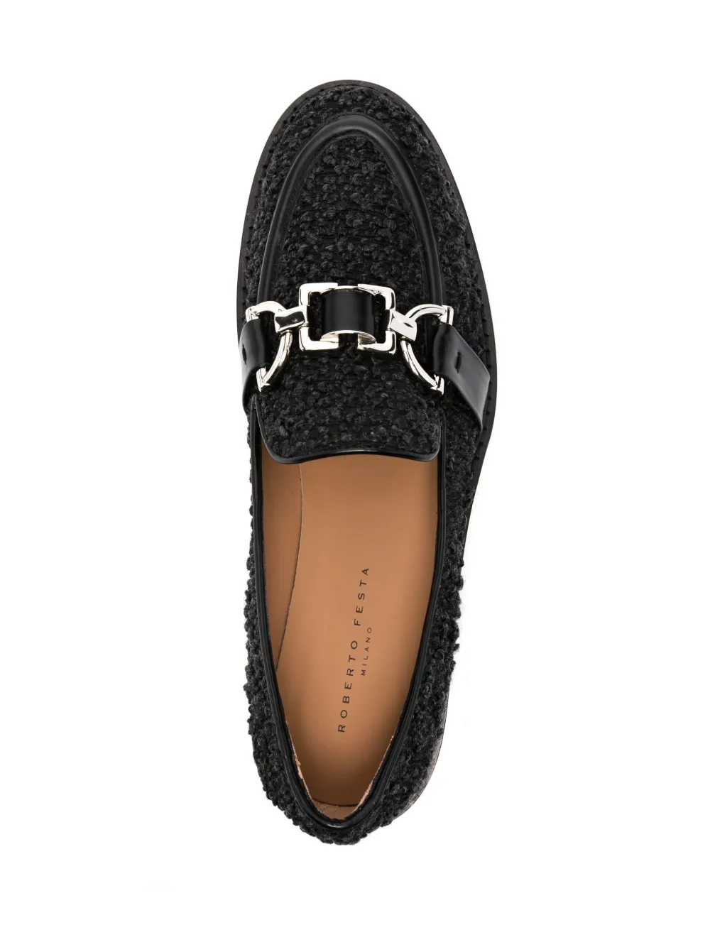 ROBERTO FESTA BOUCLE-TEXTURE BUCKLE-DETAIL LOAFERS