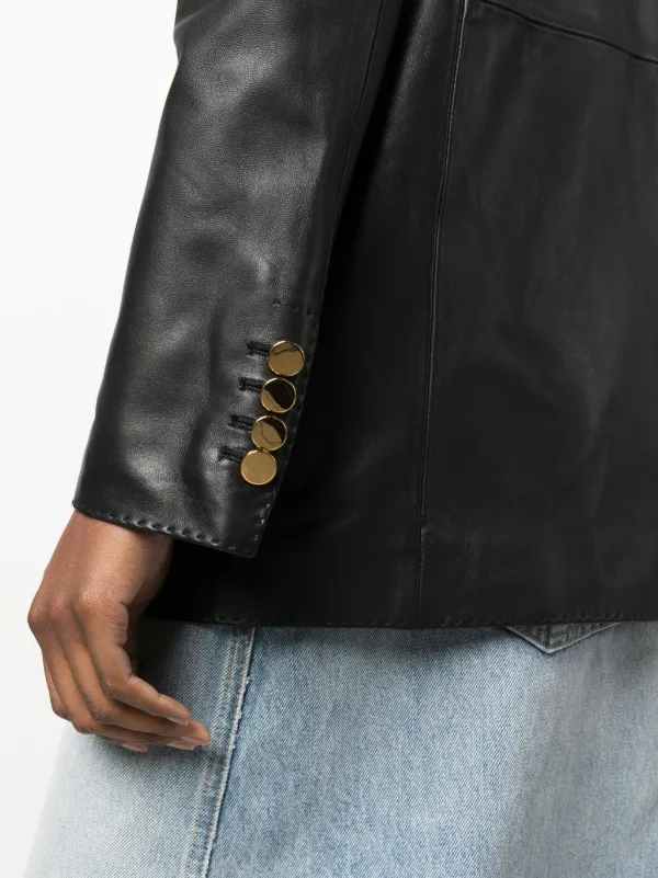Tagliatore Josie double-breasted Leather Blazer | Black