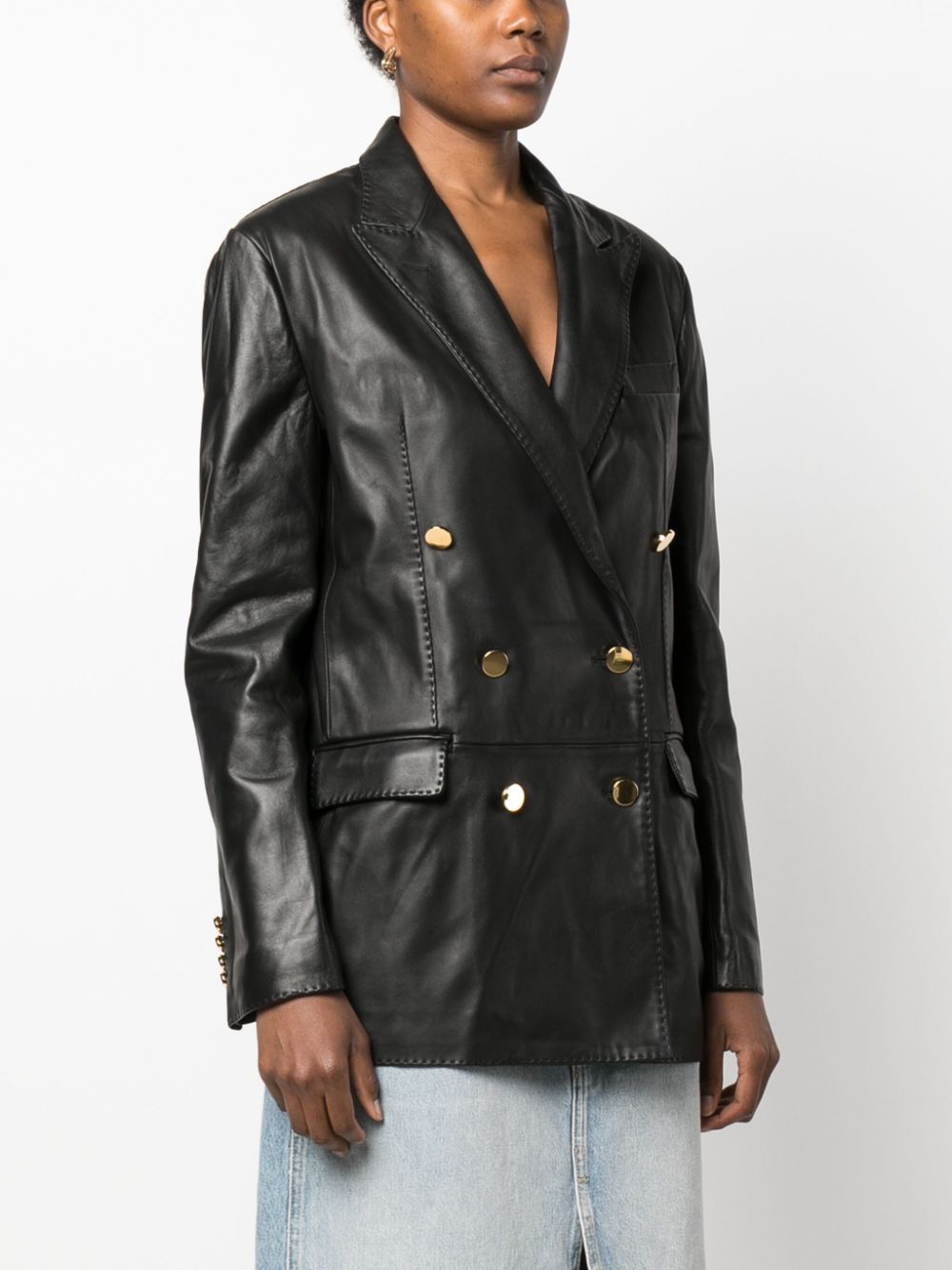 Tagliatore Josie double-breasted leather blazer Women