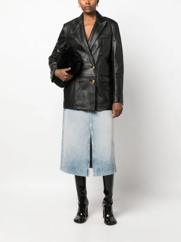 【関税込み】tagliatore 'Josie' blazer Tagliatore Josie double-breasted Leather Blazer | Black