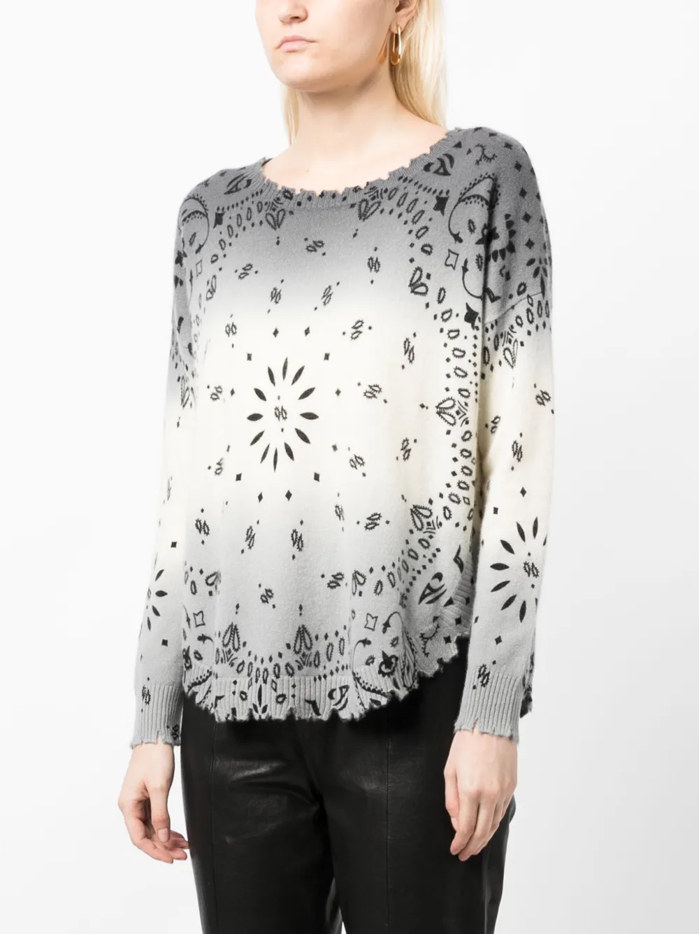 Kujten Patterned-jacquard Cashmere Jumper In Grey