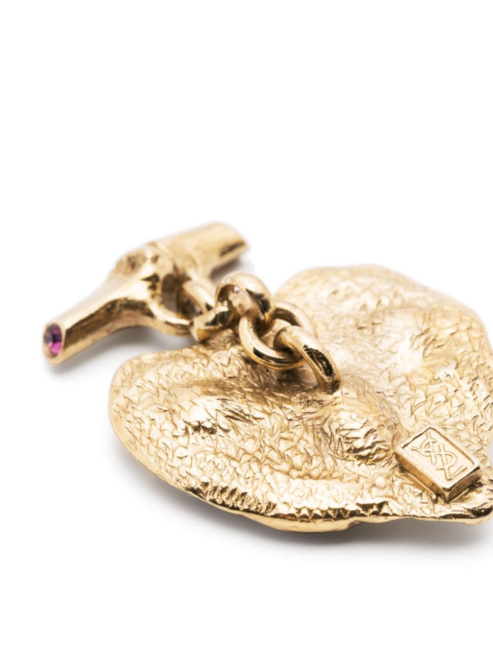 Pre-owned Saint Laurent 1990 Crystal-embellished Cufflinks In Gold