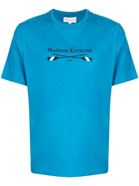 Maison Kitsune logo-embroidered cotton T-shirt Men