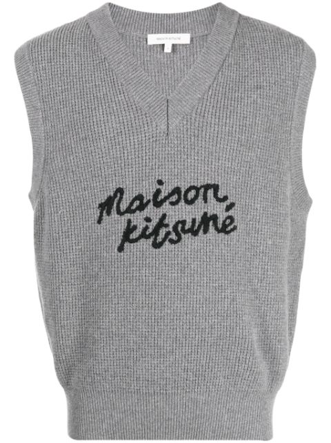 Maison Kitsuné logo-embroidered wool vest