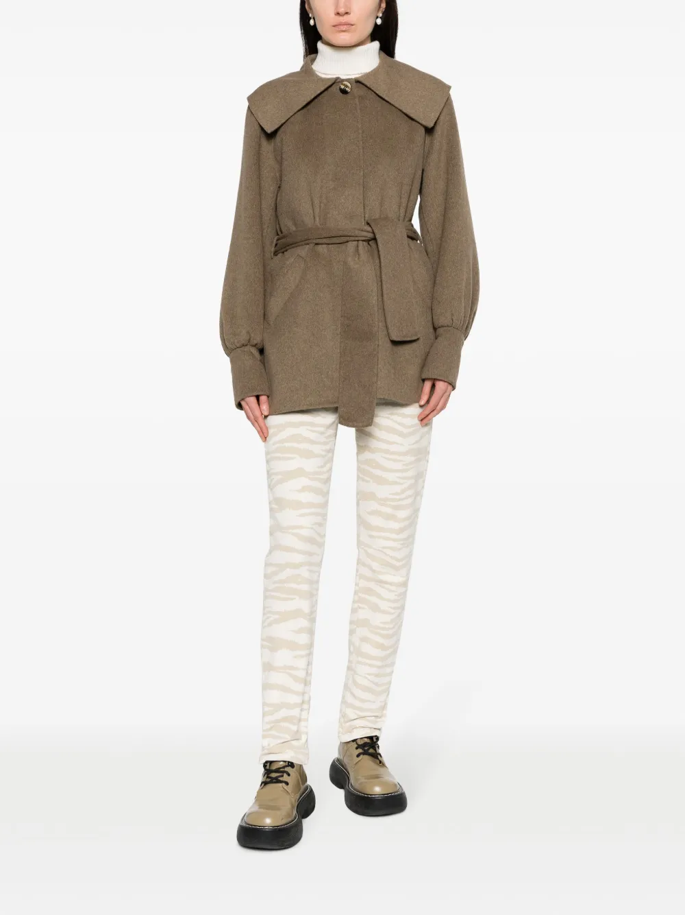GANNI recycled wool-blend jacket - Bruin