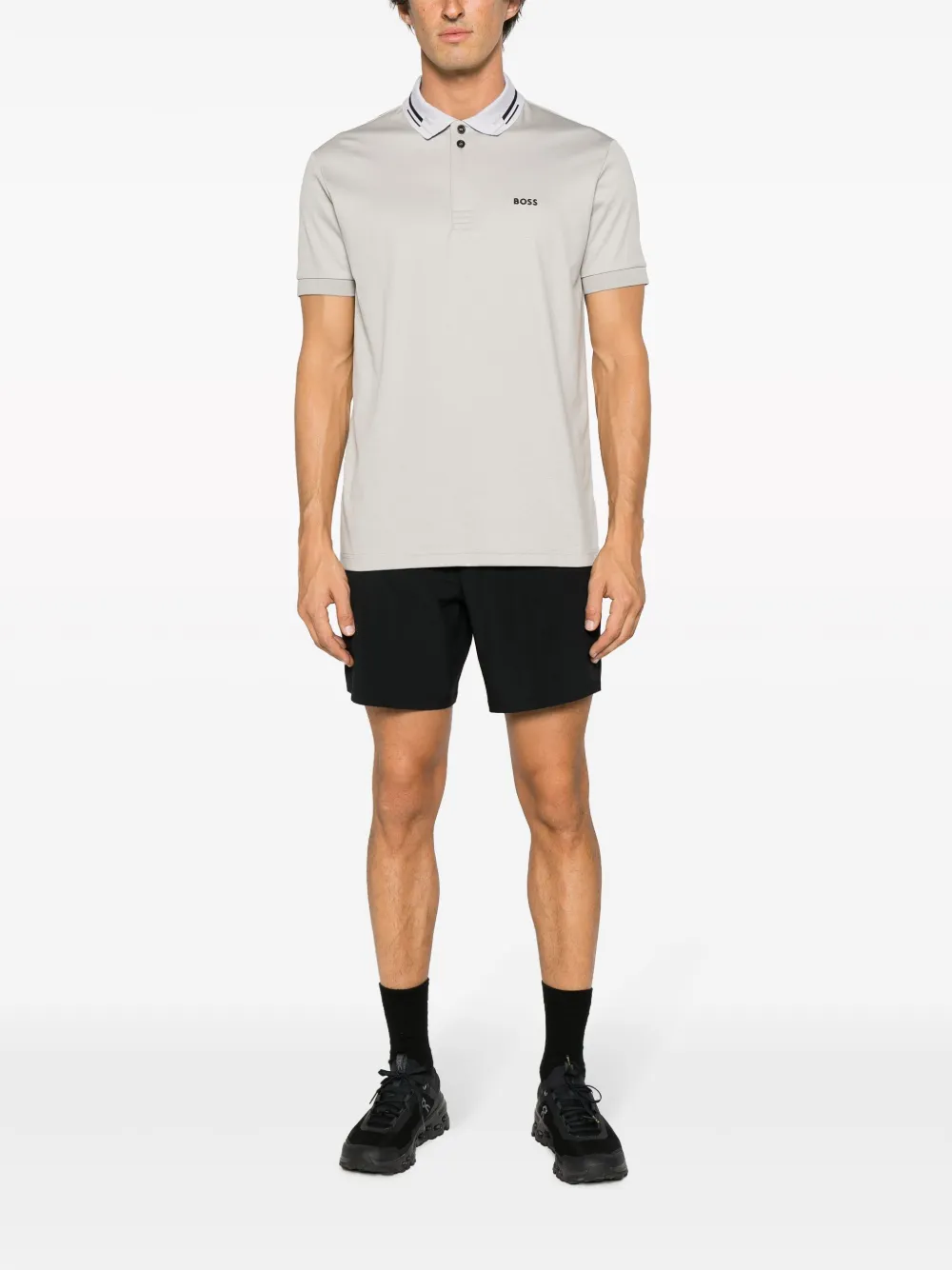 HUGO Poloshirt met geborduurd logo - Grijs