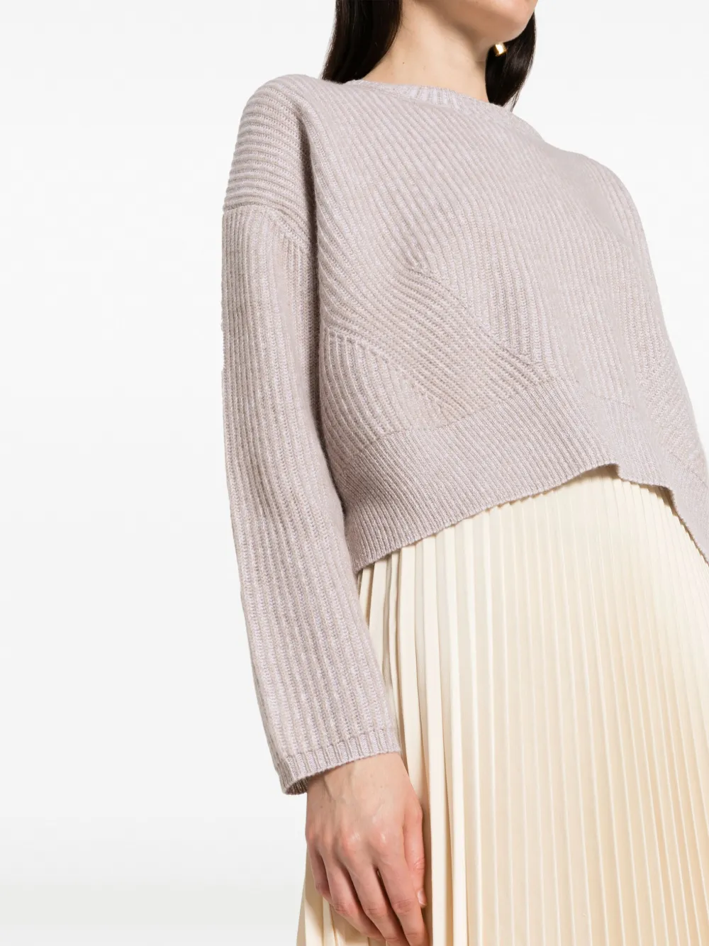 Shop Allude Ribbed-knit Cashmere Jumper In Neutrals