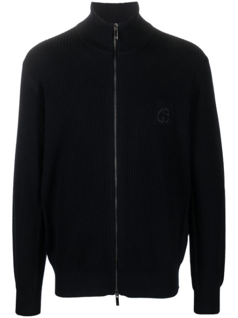 Giorgio Armani logo-embroidered ribbed cardigan Men