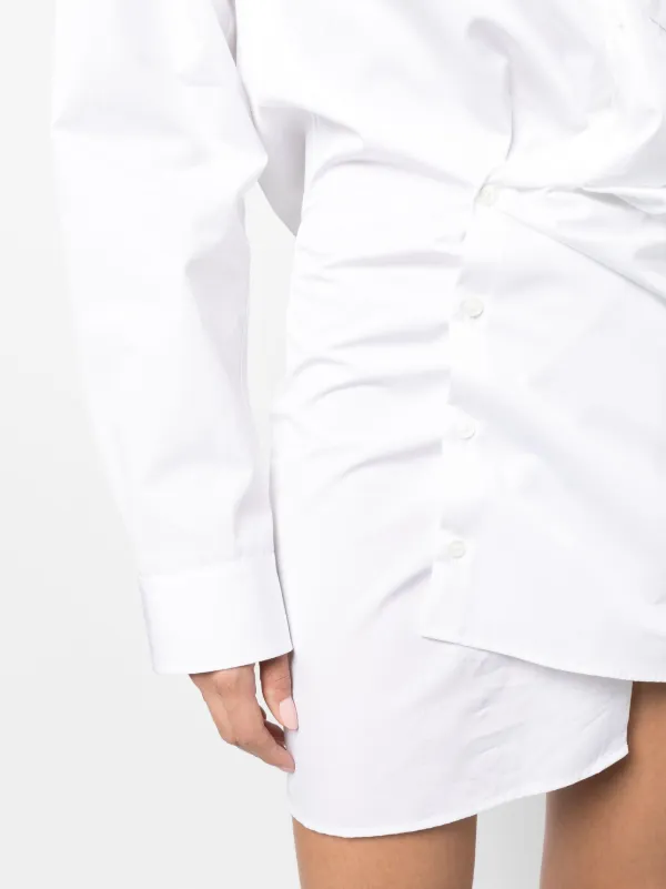 【送料&関税込】Off-White Cotton Shirtdress Off-White Asymmetric Cotton Shirtdress | White | FARFETCH