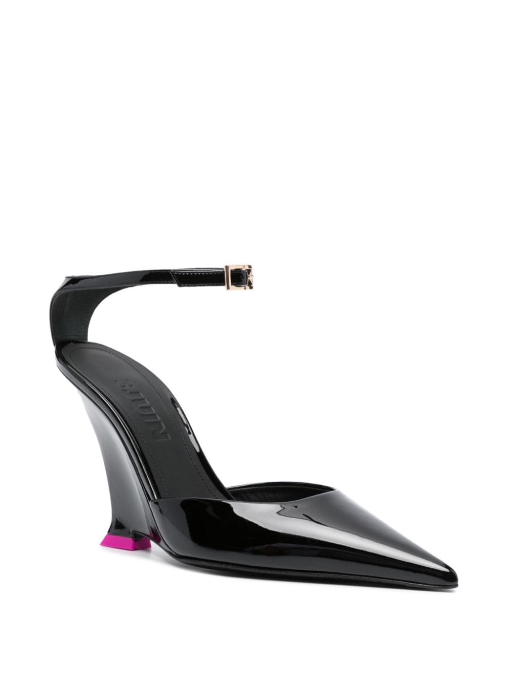 Shop 3juin 110mm Patent Wedge-heel Pumps In Black