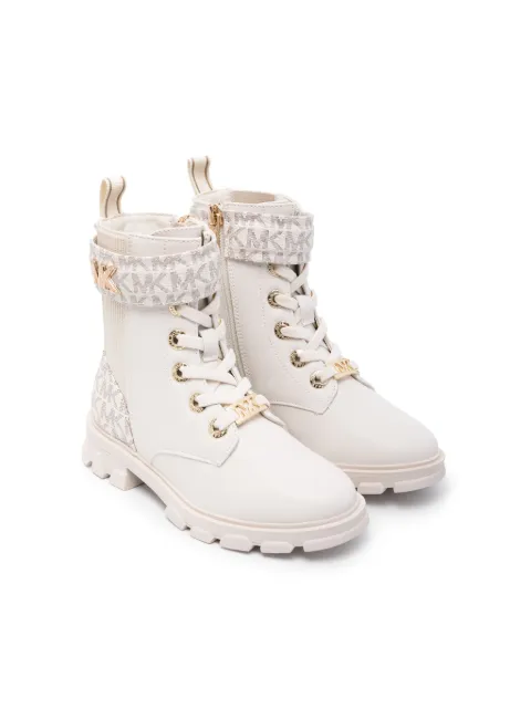 Michael Kors Kids 모노그램 프린트 레이스업 부츠