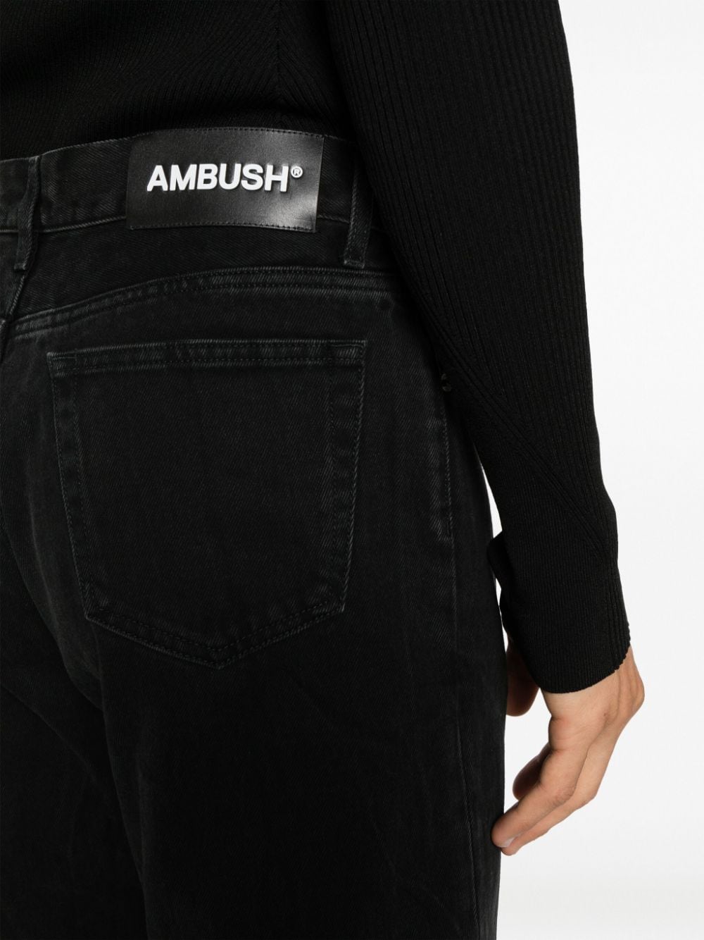 Shop Ambush Logo-patch Slim-leg Jeans In Black