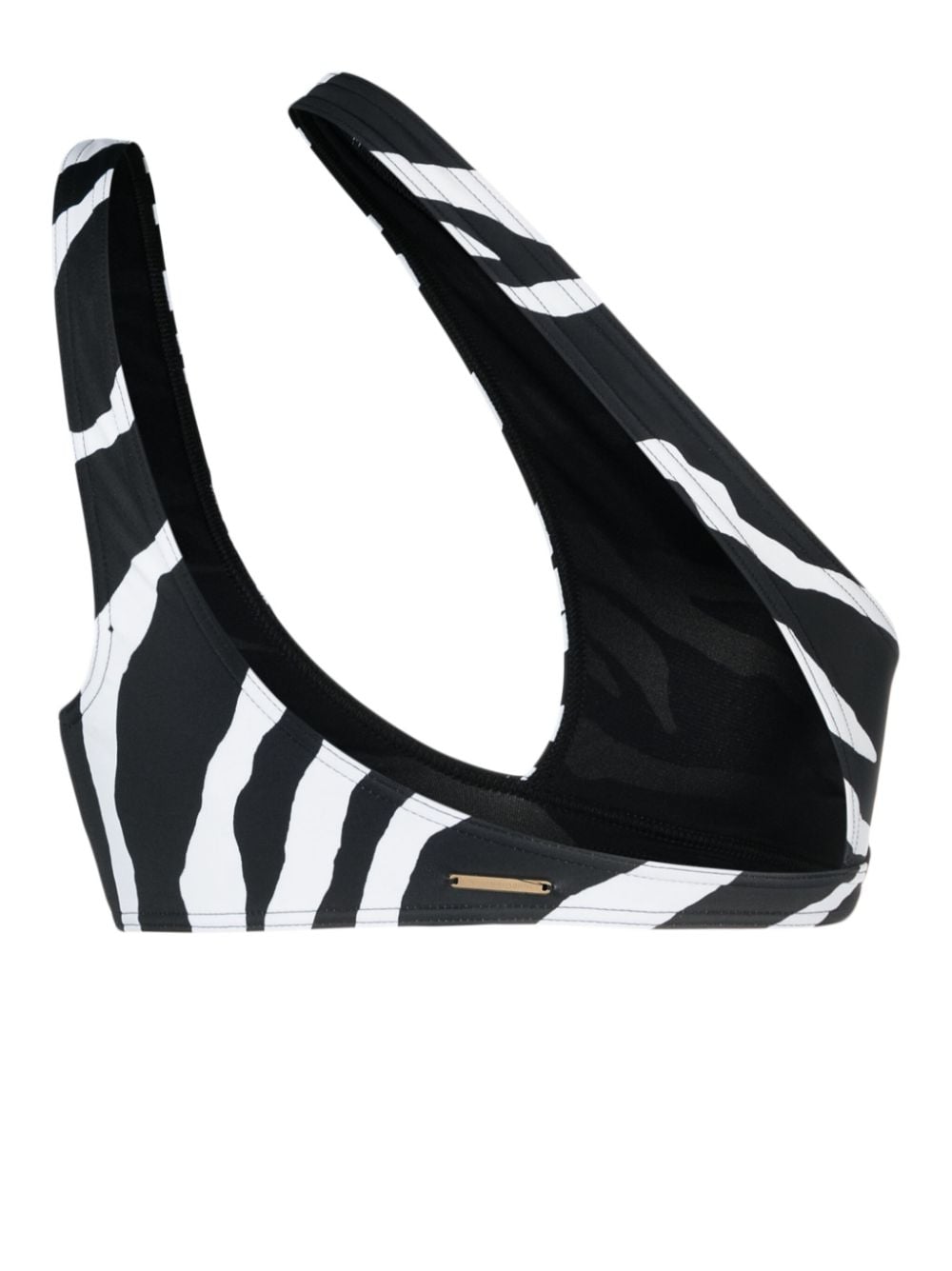 Shop Stella Mccartney Zebra-print Cut-out Bikini Top In Black