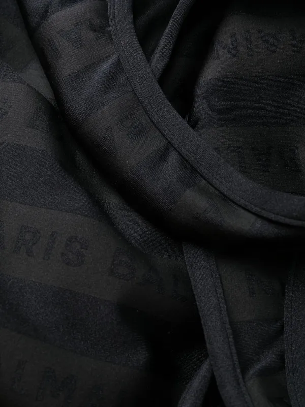 タンキニ Balmain Scoop Neck Swimwear With Tonal Logo Pattern Balmain monogram-pattern Swimsuit | Black | FARFETCH
