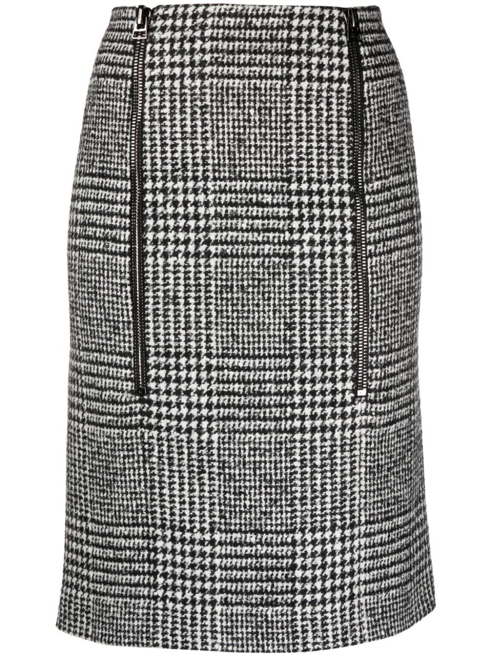 Shop Tom Ford Prince Of Wales Pattern Zip-up Skirt In Black