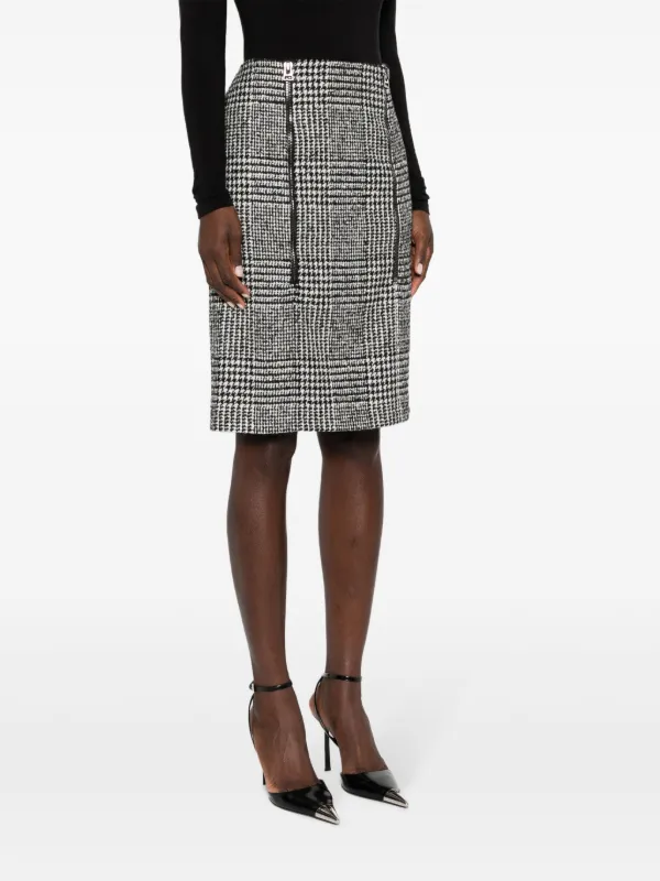 TOM FORD Prince Of Wales Pattern zip-up Skirt | Black