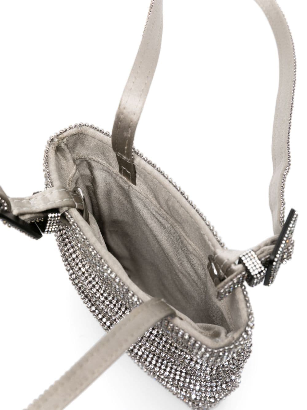 Shop Benedetta Bruzziches Rhinestone-embellished Ruched Tote Bag In Silver