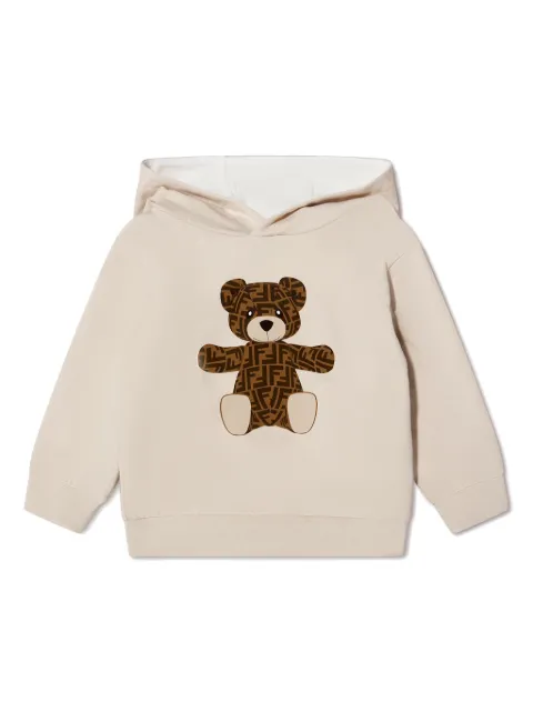 Fendi Kids bear-motif cotton blend hoodie 