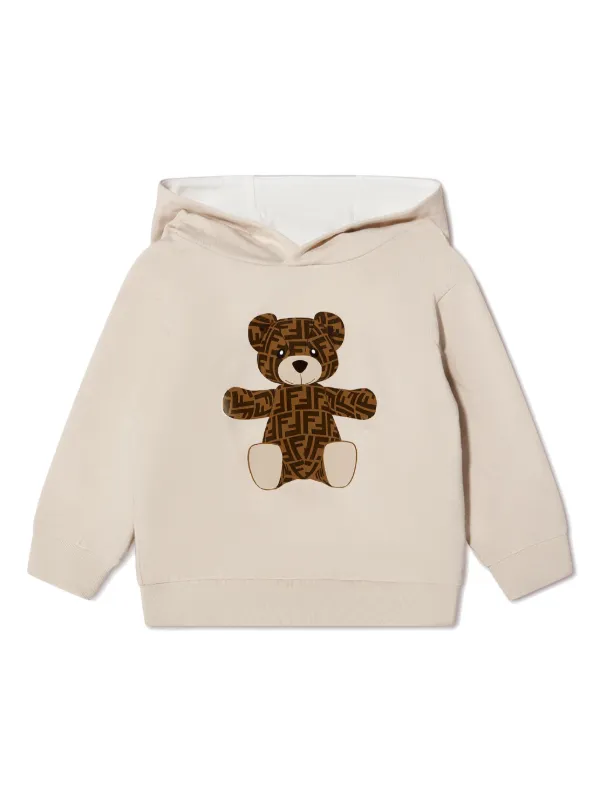 Fendi Kids bear-motif cotton blend hoodie