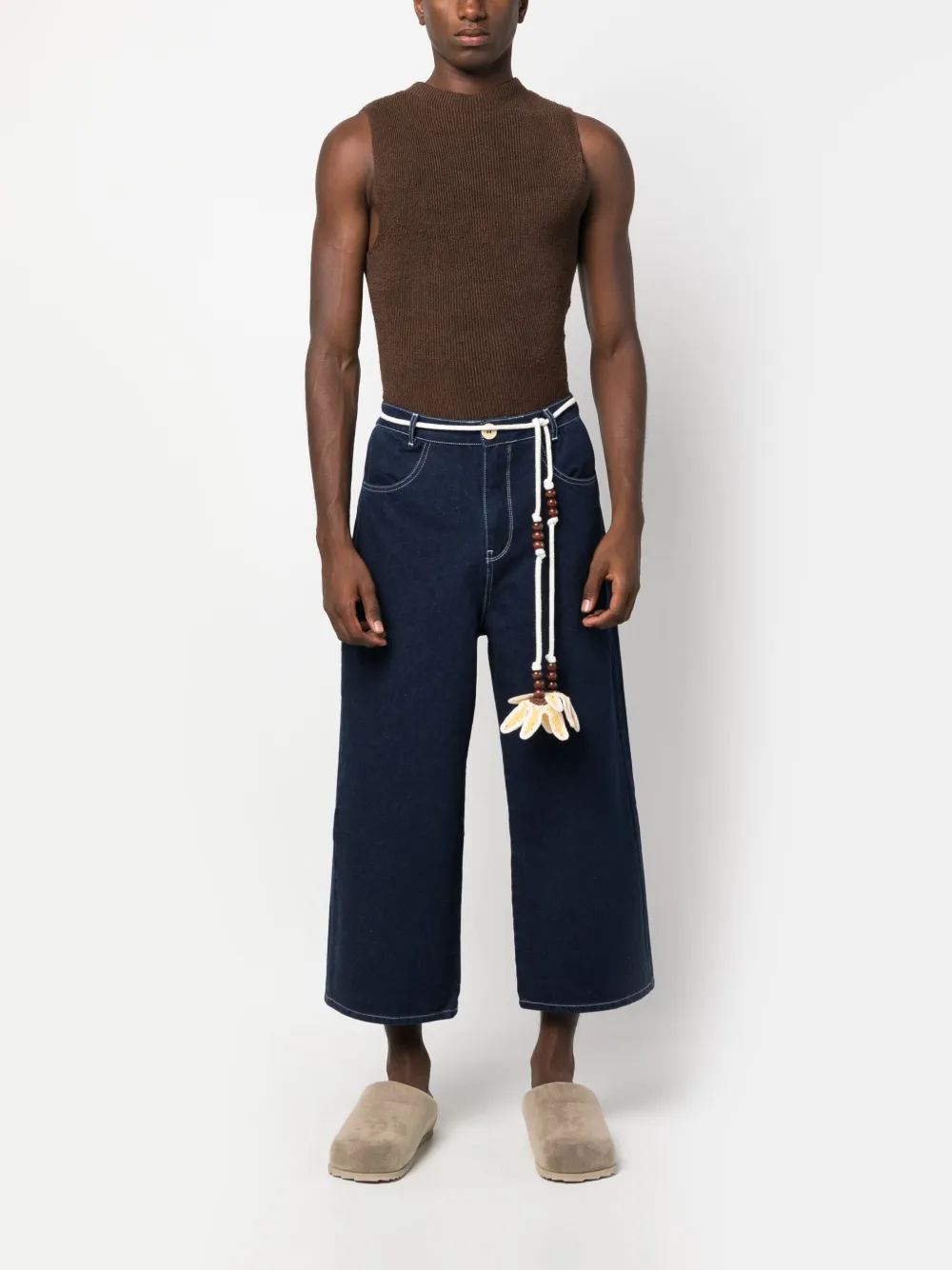 SIEDRES belted-waist cropped jeans - Blauw