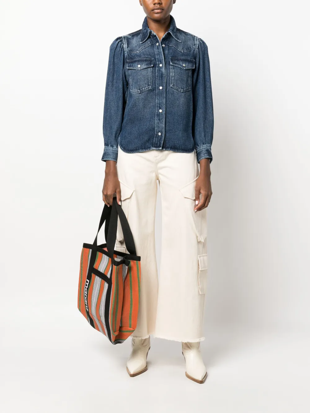 MARANT ÉTOILE puff-sleeve denim shirt - Blauw