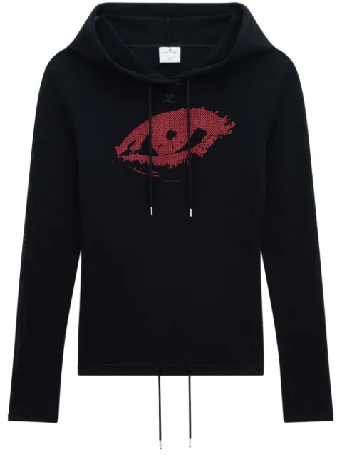 Courrèges graphic-print mesh hoodie