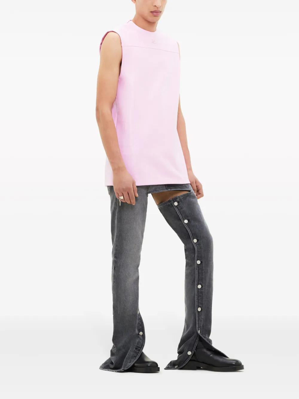 Courrèges Tanktop met logo reliëf Roze