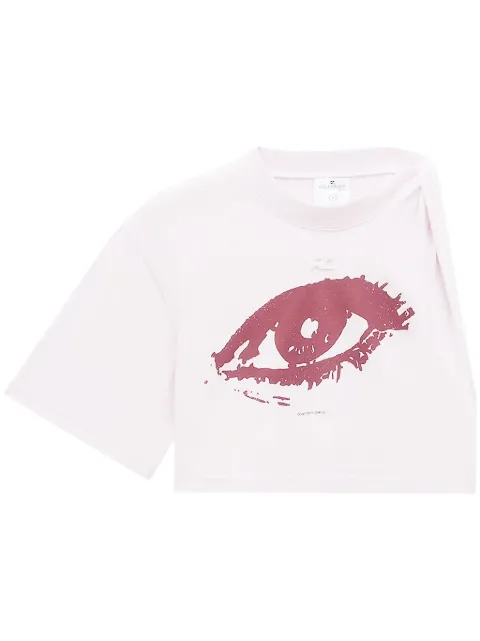Courrèges single-sleeve printed cotton T-shirt
