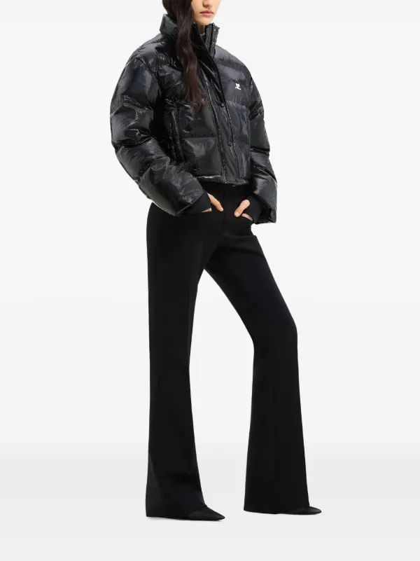 Courrèges Vynil logo-print Puffer Jacket | Black | FARFETCH