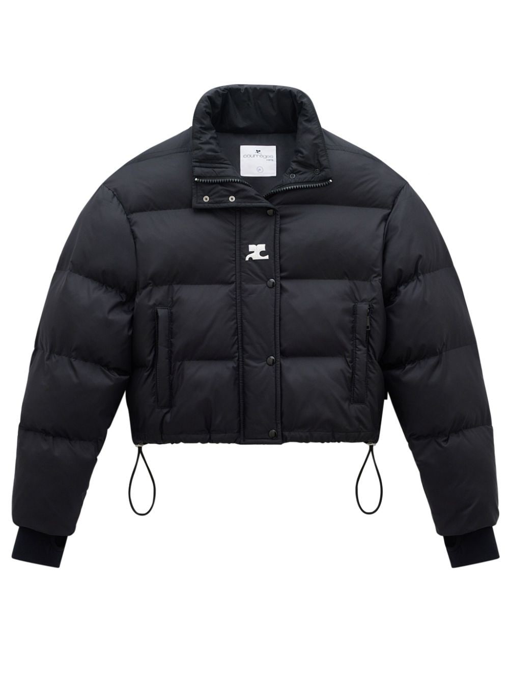 Courrèges Logo-print High-neck Puffer Jacket In Black