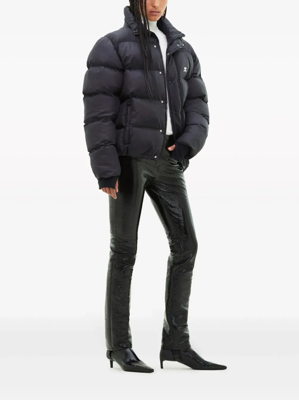  Courrèges Logo-print High-neck Puffer Jacket - Black 