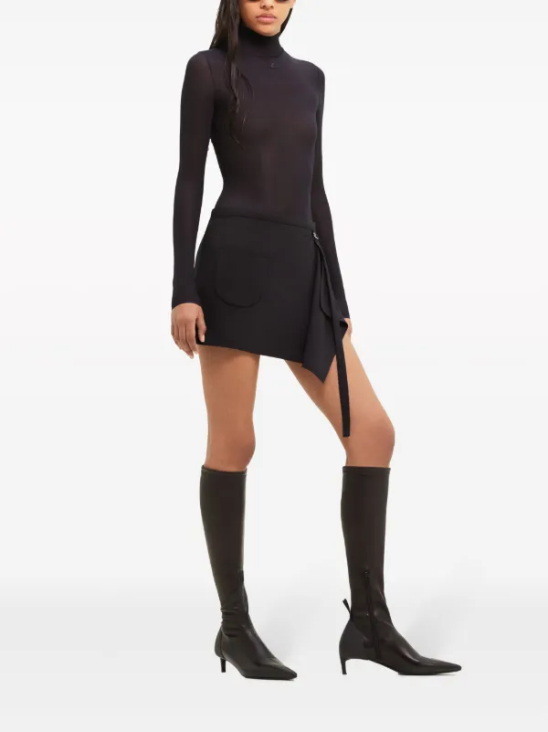 Courrèges draped-detail Wool Miniskirt | Black | FARFETCH EG