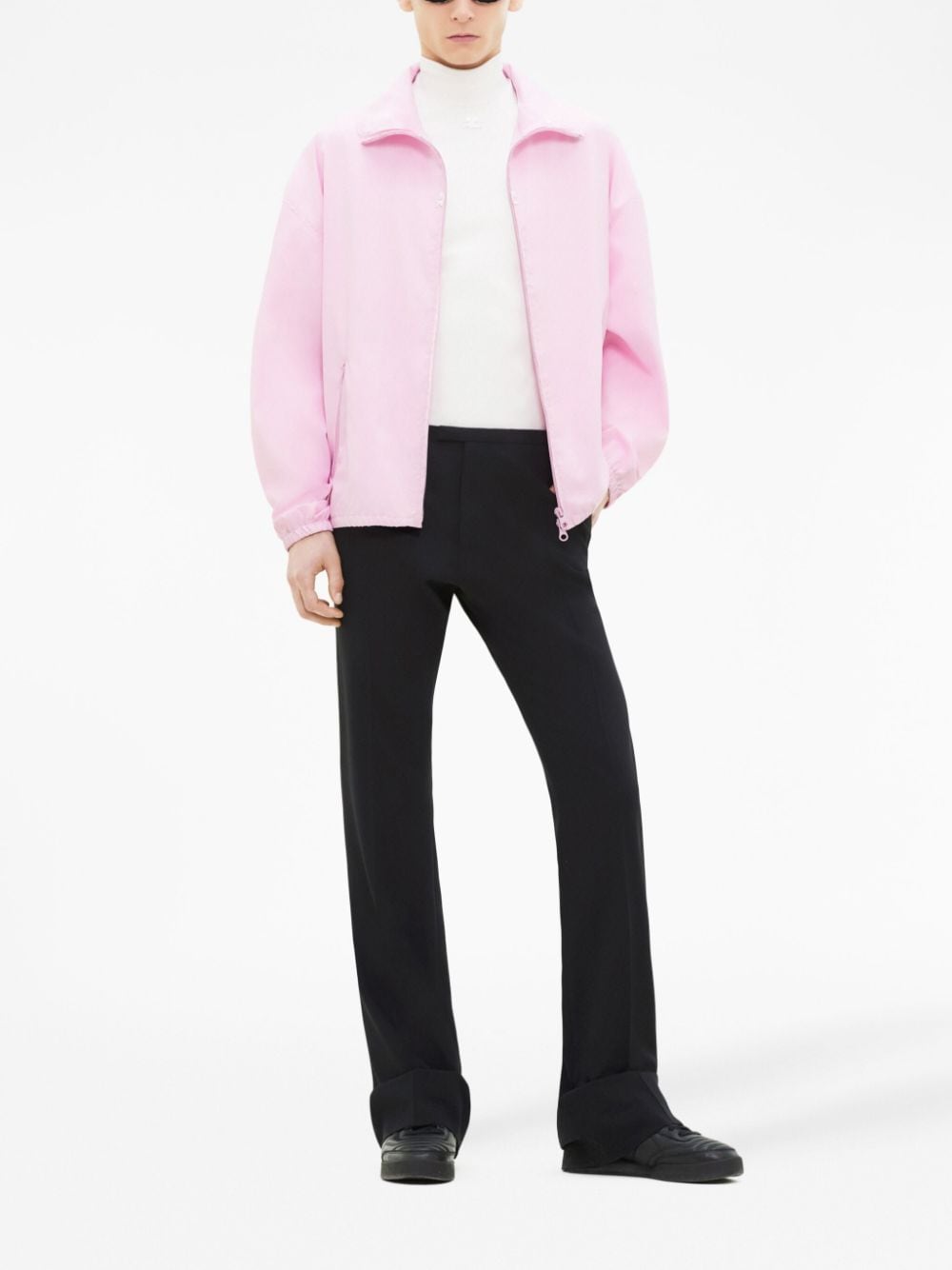 Shop Courrèges Logo-print Zipped Lightweight Jacket In Pink
