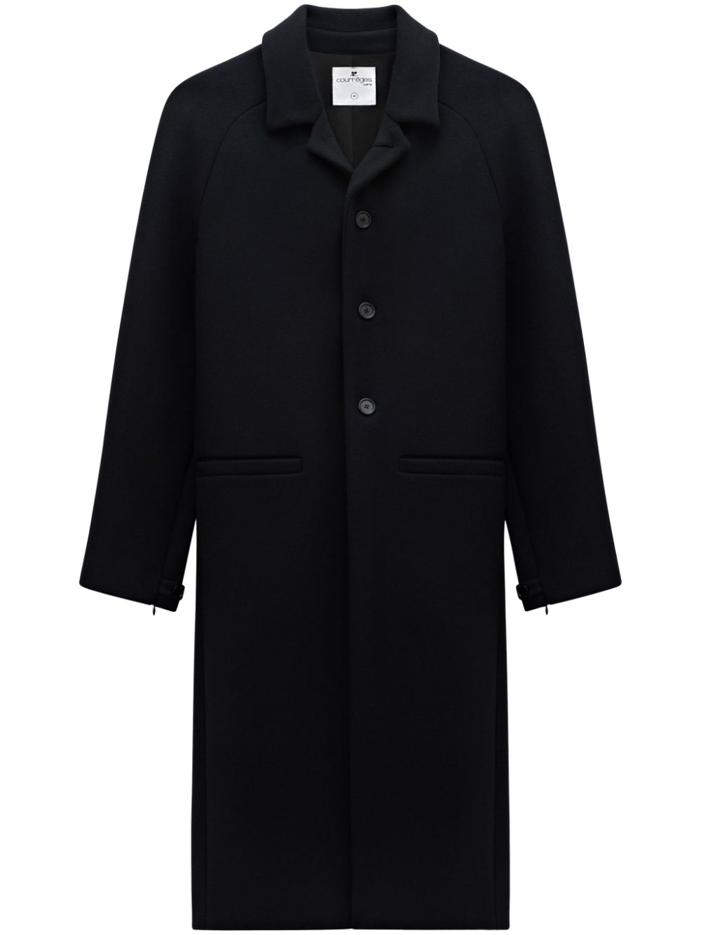 Courrèges zipped-sleeves single-breasted coat - Black