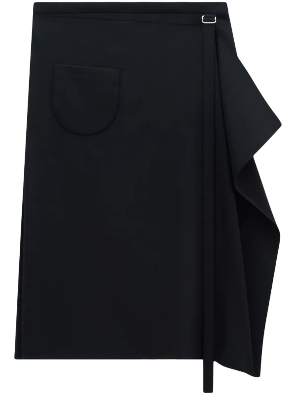 Courrèges Tailored Folded Midi Skirt in Black