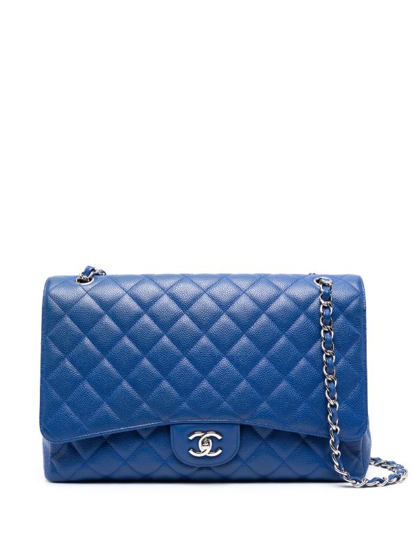 Chanel Pre-owned 1992 Jumbo Classic Flap Denim Shoulder Bag - Blue