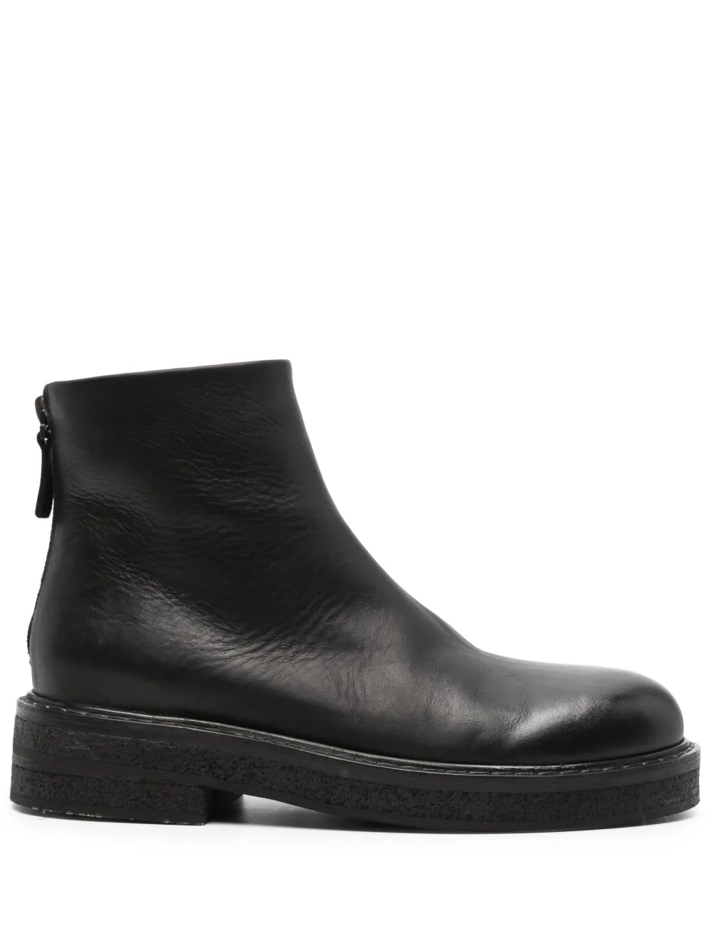 Marsèll Round-toe Leather Ankle Boots In Black