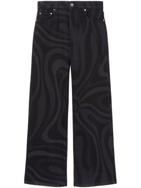 PUCCI Marmo-print denim wide-leg jeans