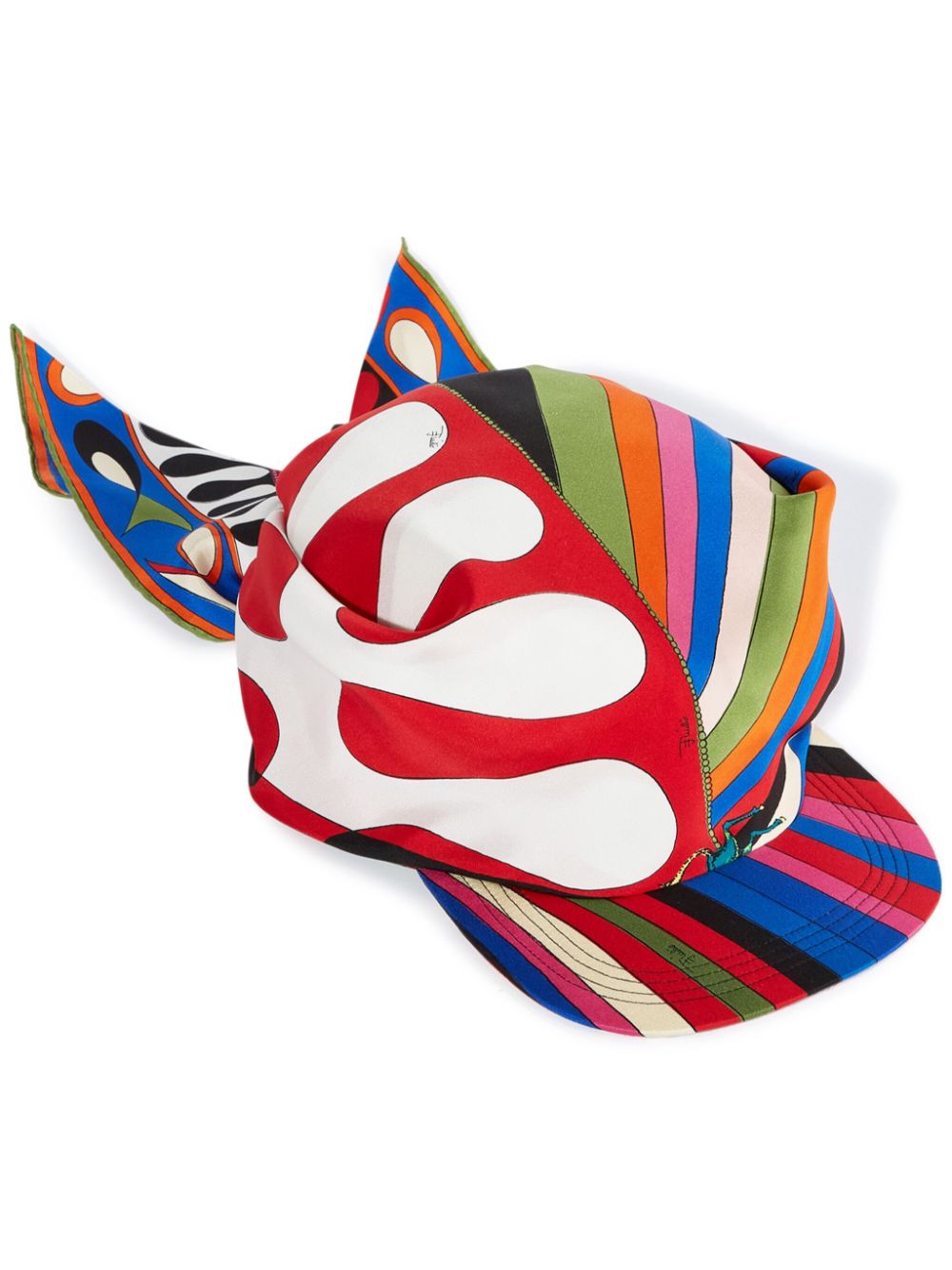 abstract-pattern silk visor hat