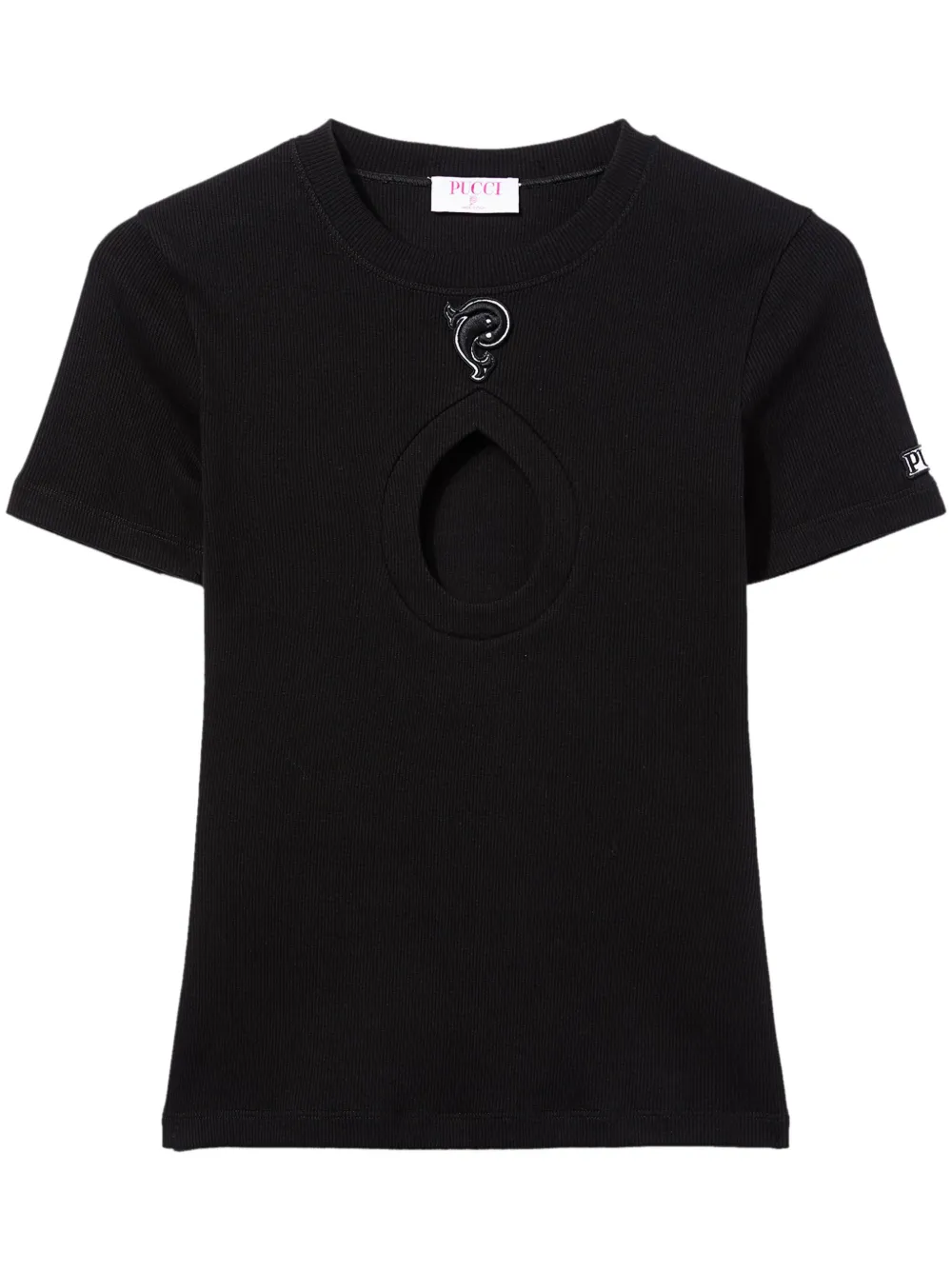 Pucci Cut-out T-shirt In Black