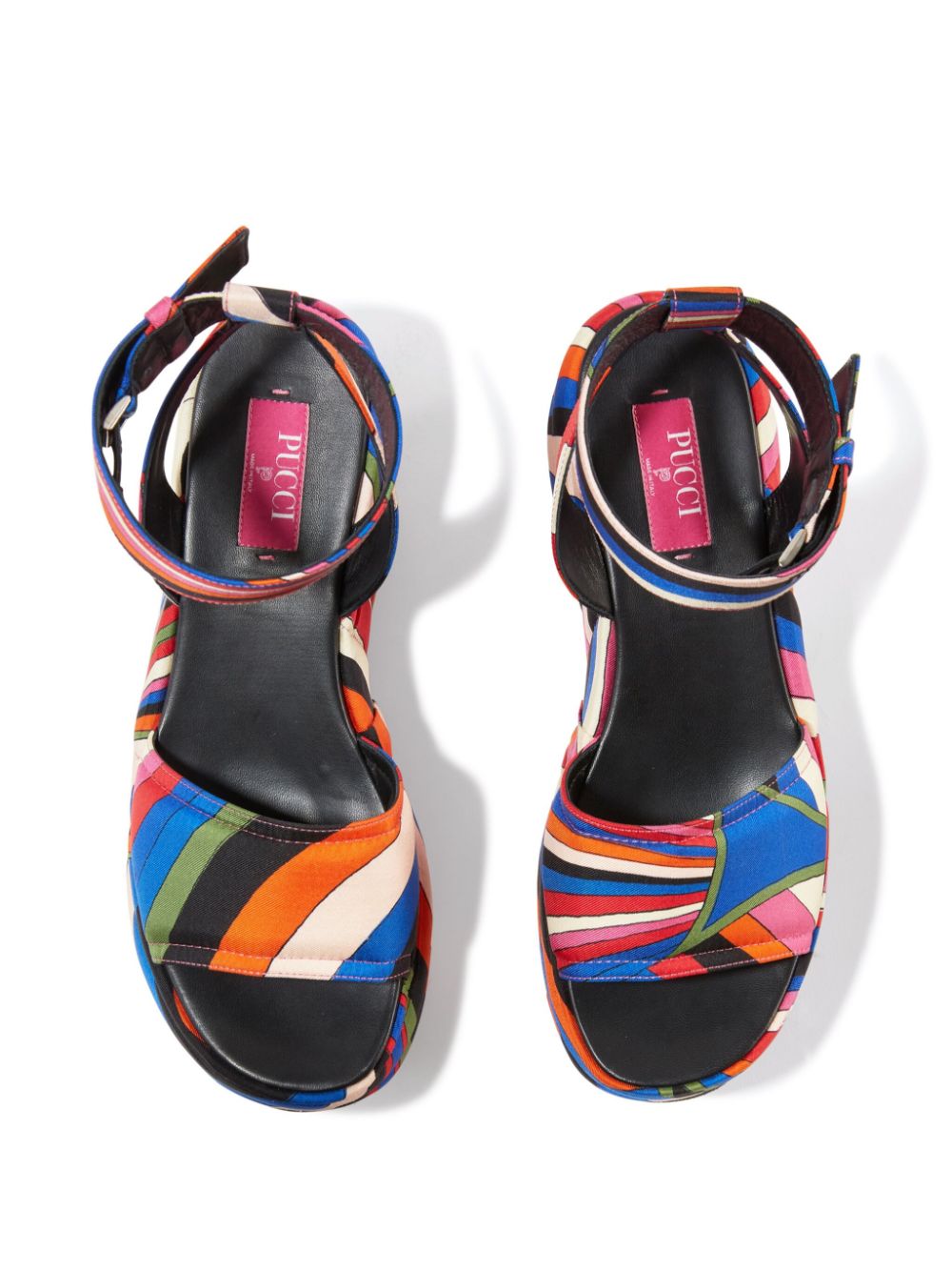 Shop Pucci Ami Iride-print Platform Sandals In Blue