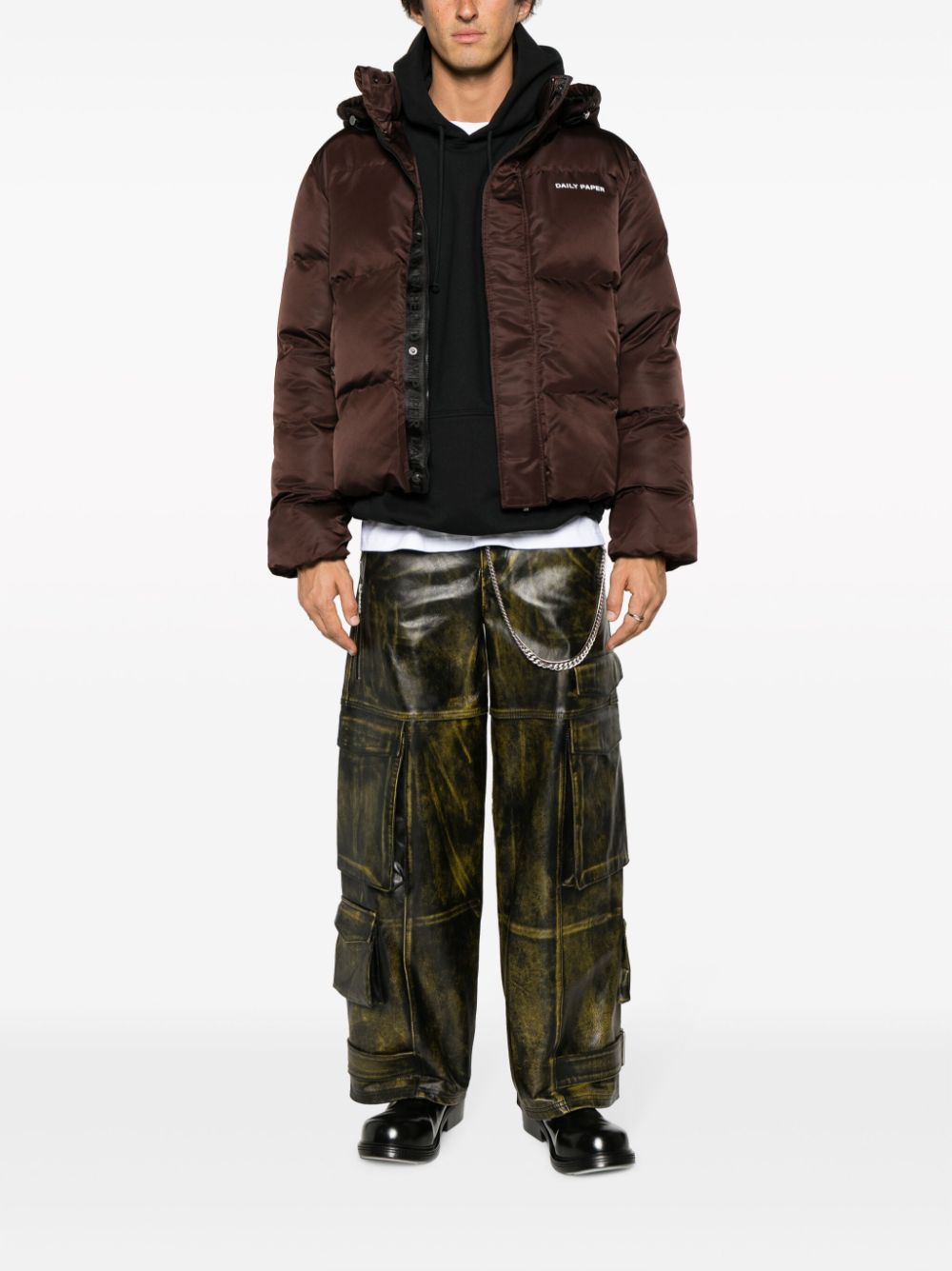 Shop Daily Paper Epuffa Hooded Jacket In Brown