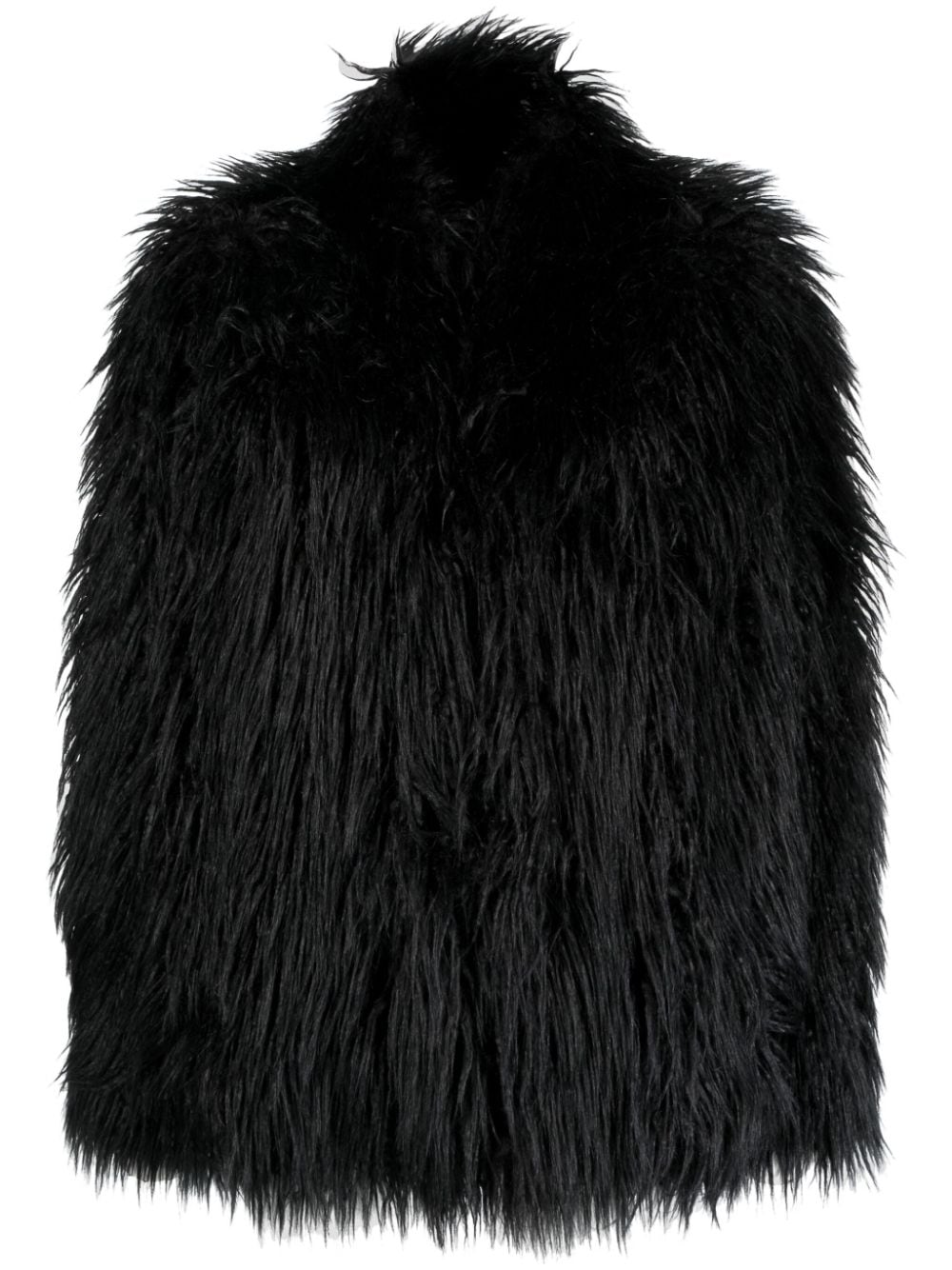 Dondup Mongolian Faux-fur Long-sleeved Jacket In Black