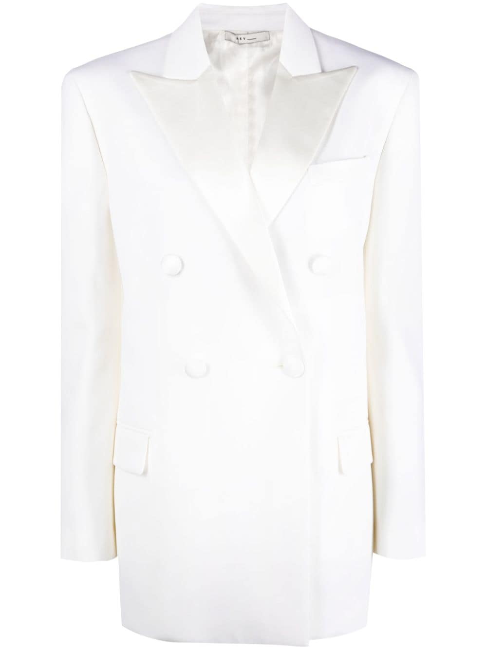 Shop Rev Virgin Wool Double-breasted Coat In White