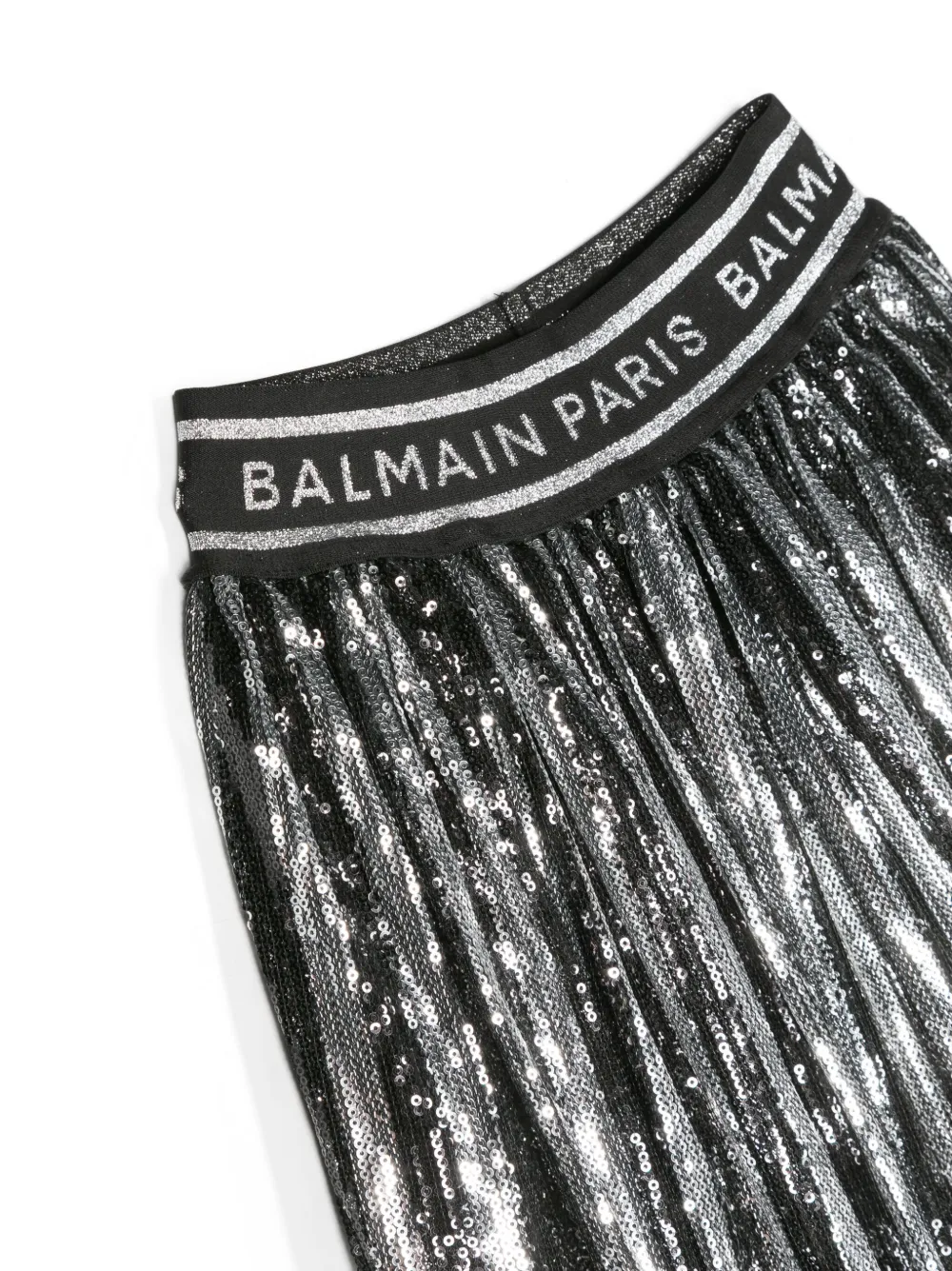 Shop Balmain Sequinned Pleated Skirt In 黑色